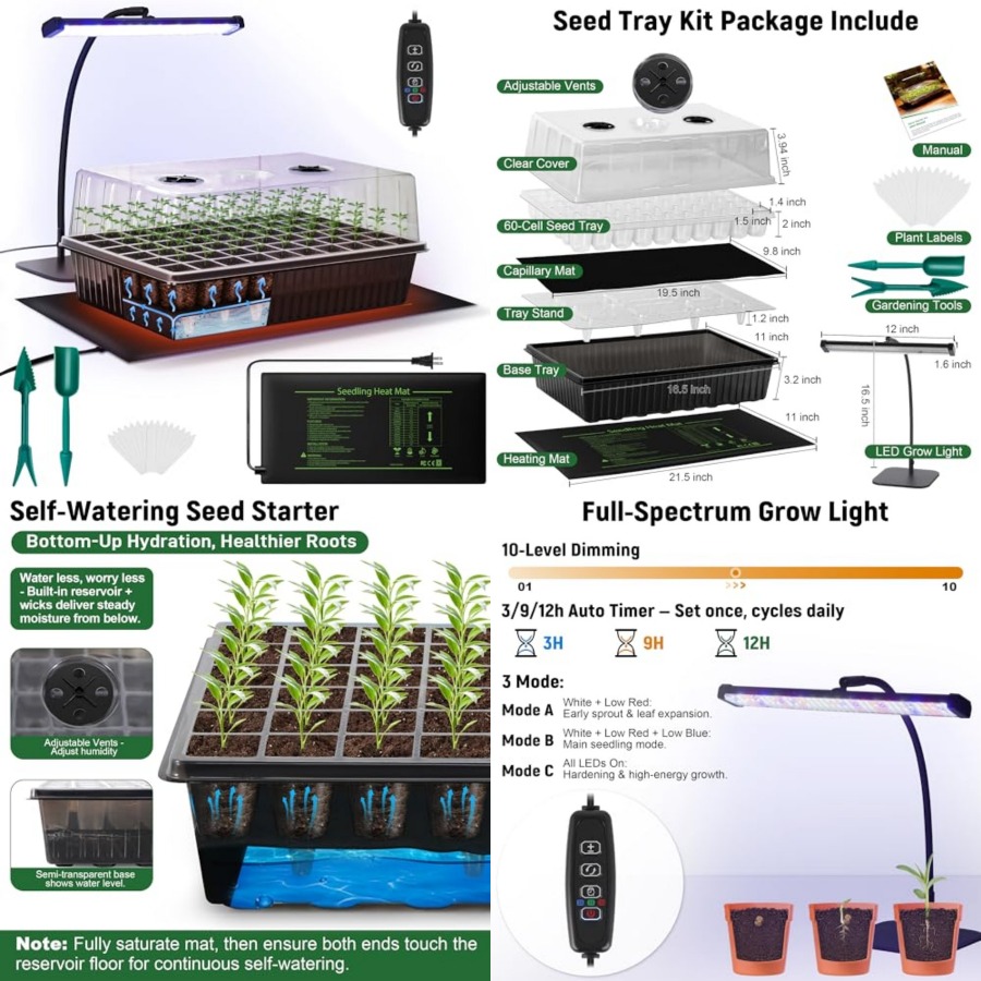 60-Cell Self-Watering Seed Sta - Seedling Heat Mat review and price